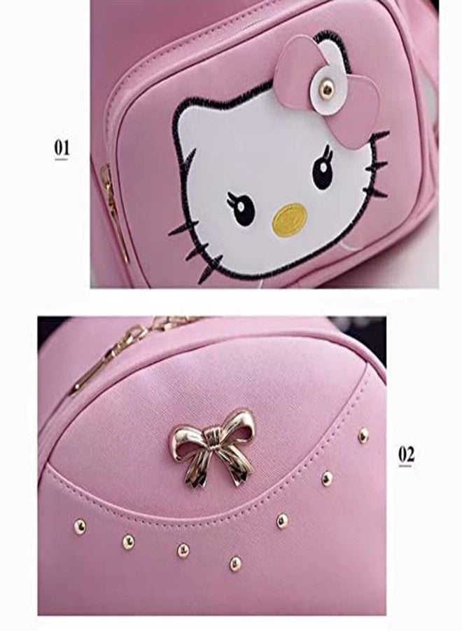 أليس طقم حقيبة ظهر جلدية صغيرة لطيفة من Alice Girls مكون من 3 قطع للنساء (لون وردي) - Image 4